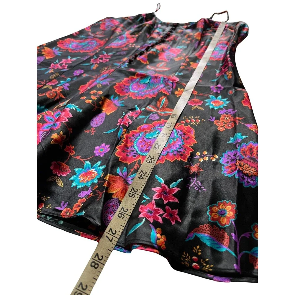 Vintage 90s Cacique Lingerie Negligee Romper Black‎ Floral Sleepwear Sexy L